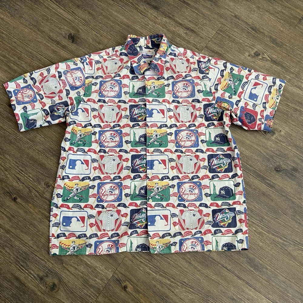 Reyn Spooner All Over Print AOP New York Yankees MLB Baseball Button‎ Up XLARGE